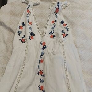 Floral Embroidered Halter Midi Dress